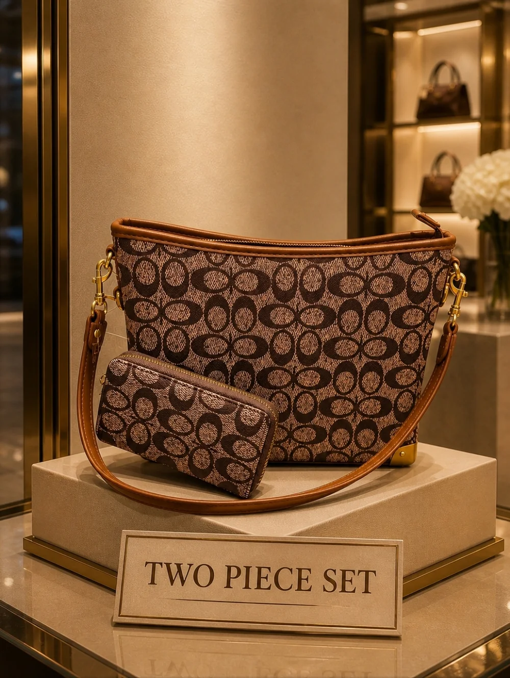 FASHION Signature Pattern Two-Piece Bag Set - Picture 1 of 9